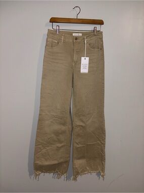 Risen Jeans | Beige Straight Fringe Jeans (NWT)